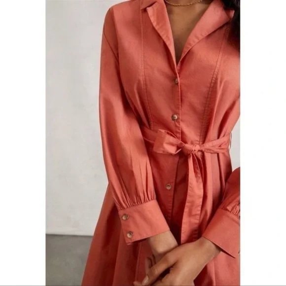 NWOT Anthropologie Amadi Rafia Mini Shirtdress in Burnt Orange, Size XS, - Picture 6 of 7